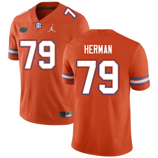 Men #79 Jordan Herman Florida Gators College Football Jerseys Sale-Orange